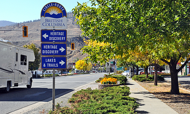 RV passing through town, Cache Creek, BC