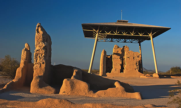 ruins in a desert landscape