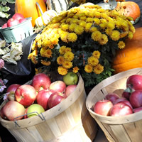 Flowers and produce on display at the Osoyoos farmers market