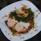 salmon pâté on a plate with stuffed pasta