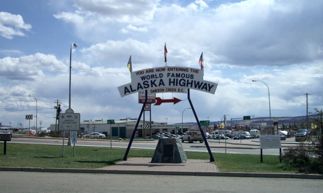 Mile 0 is the famous starting point of the Alaska highway in Dawson Creek.