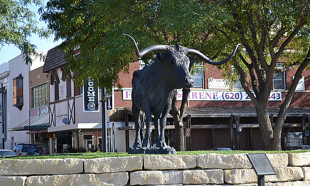 bull sculpture in Southwestern Kansas - Dodge City