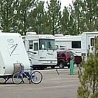 RVs parked in a parking lot in Douglas, Arizona