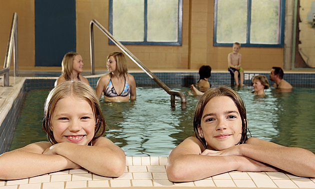 two people swimming at the Manitou Springs Resort Saskatchewan