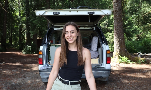 Megan Clarke in her converted camper van