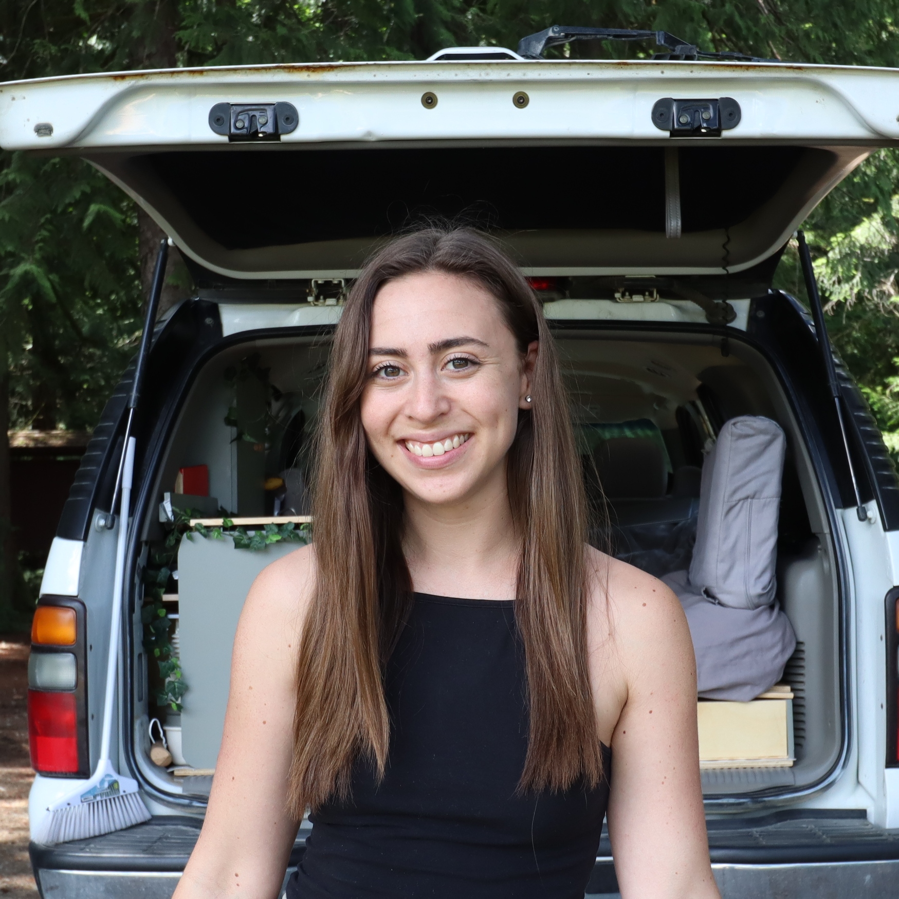 Megan Clarke in her converted camper van