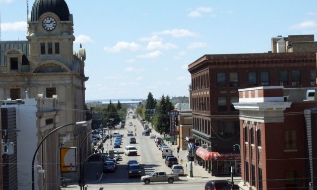 Downtown Moose Jaw, a bustling and friendly community.