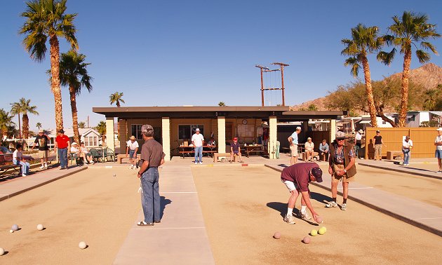 people playing games at a resort in Niland, California