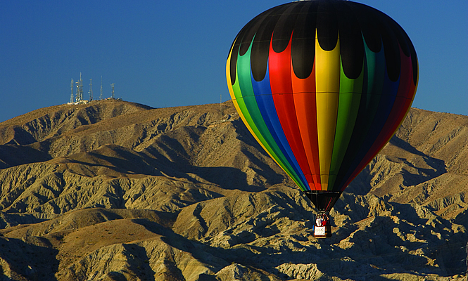 hot air balloon in the desert