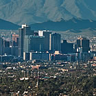 city skyline and cacti in foreground