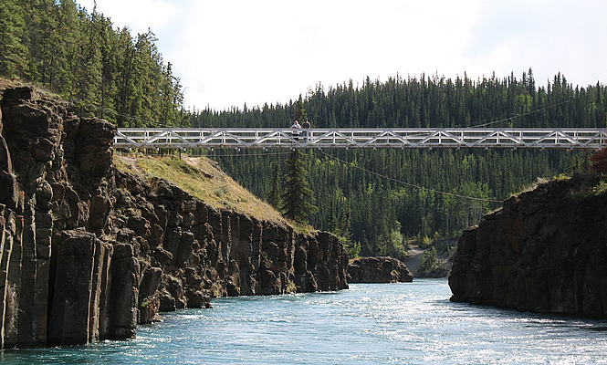 Canyon with a bridge across it