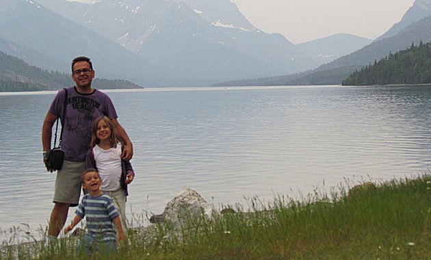 Family camping at Waterton Lakes National Park, Alberta