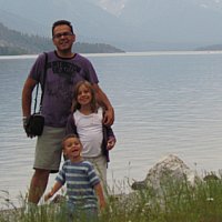 Family camping at Waterton Lakes National Park, Alberta