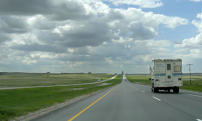 RV on a prairie road